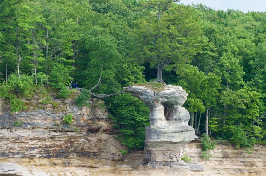 Castle Rock seen on Pictured Rocks Cruise on Lake Superior in Munising Michigan
