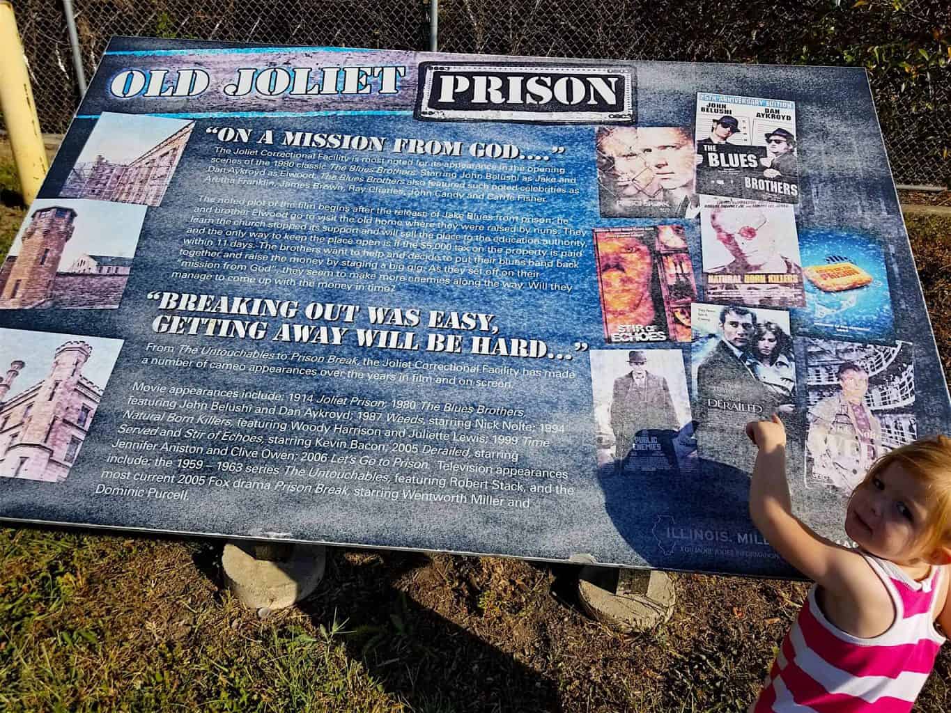 Old Joliet Prison info sign roadside attraction