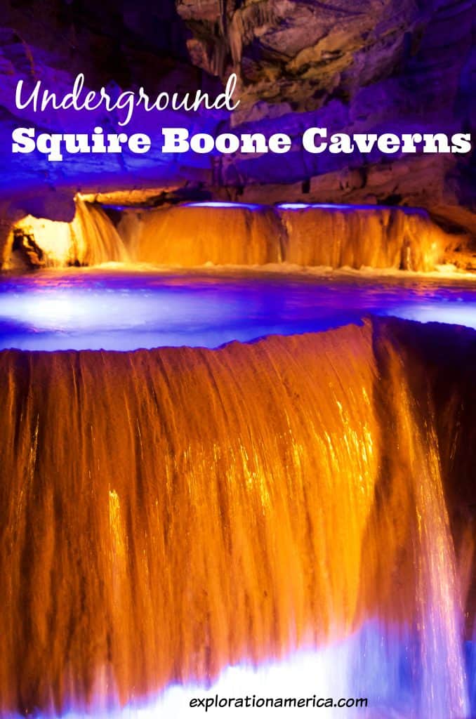 waterfall in Squire Boone Caverns