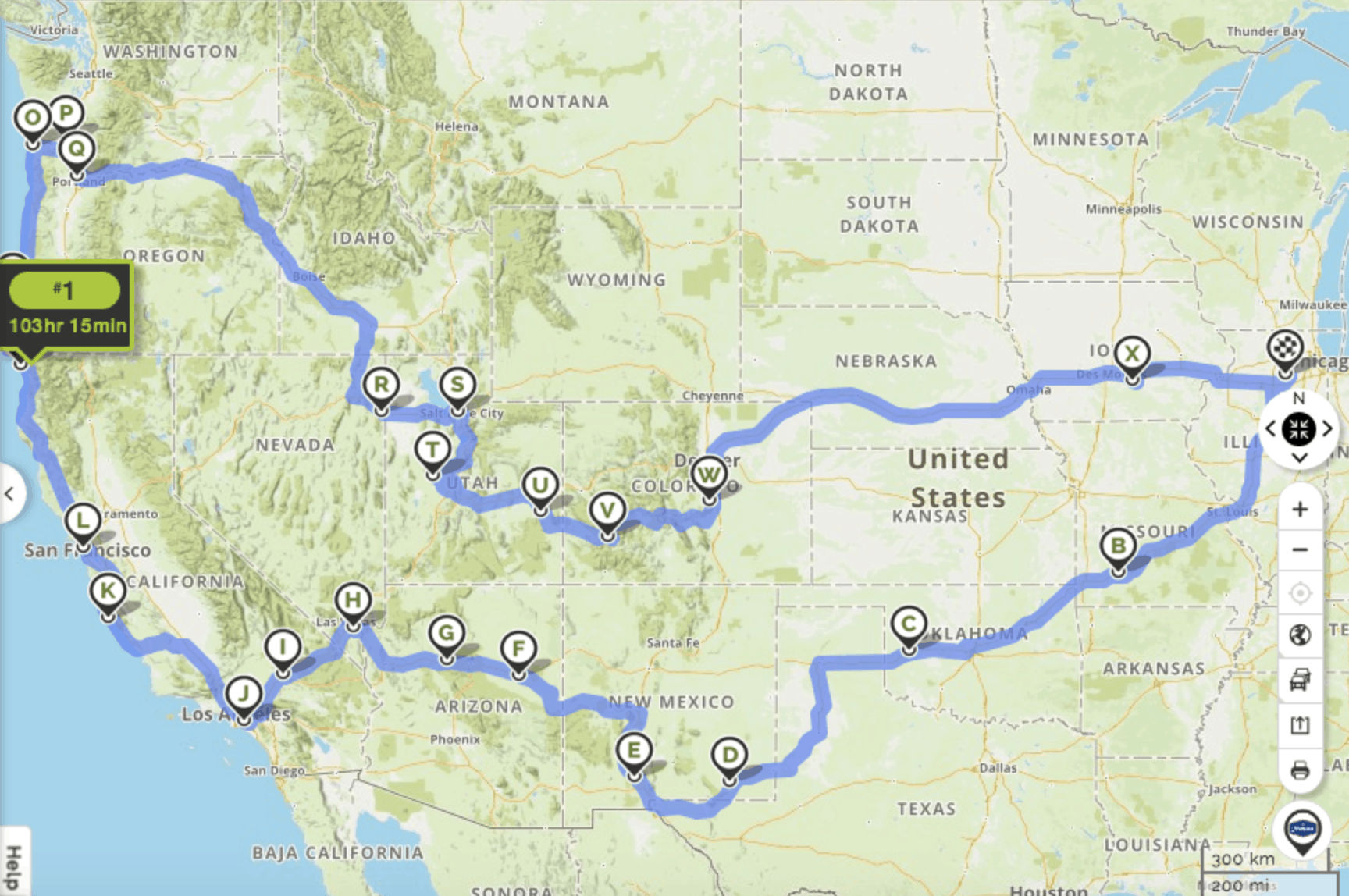 road trip plan map