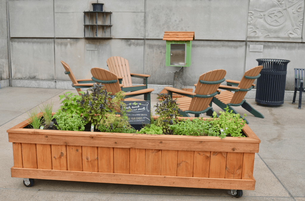 little library and herb garden outdoors
