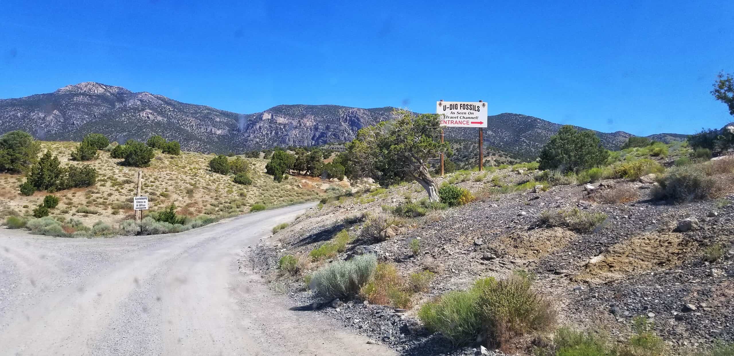 U Dig Trilobite Quarry split road sign