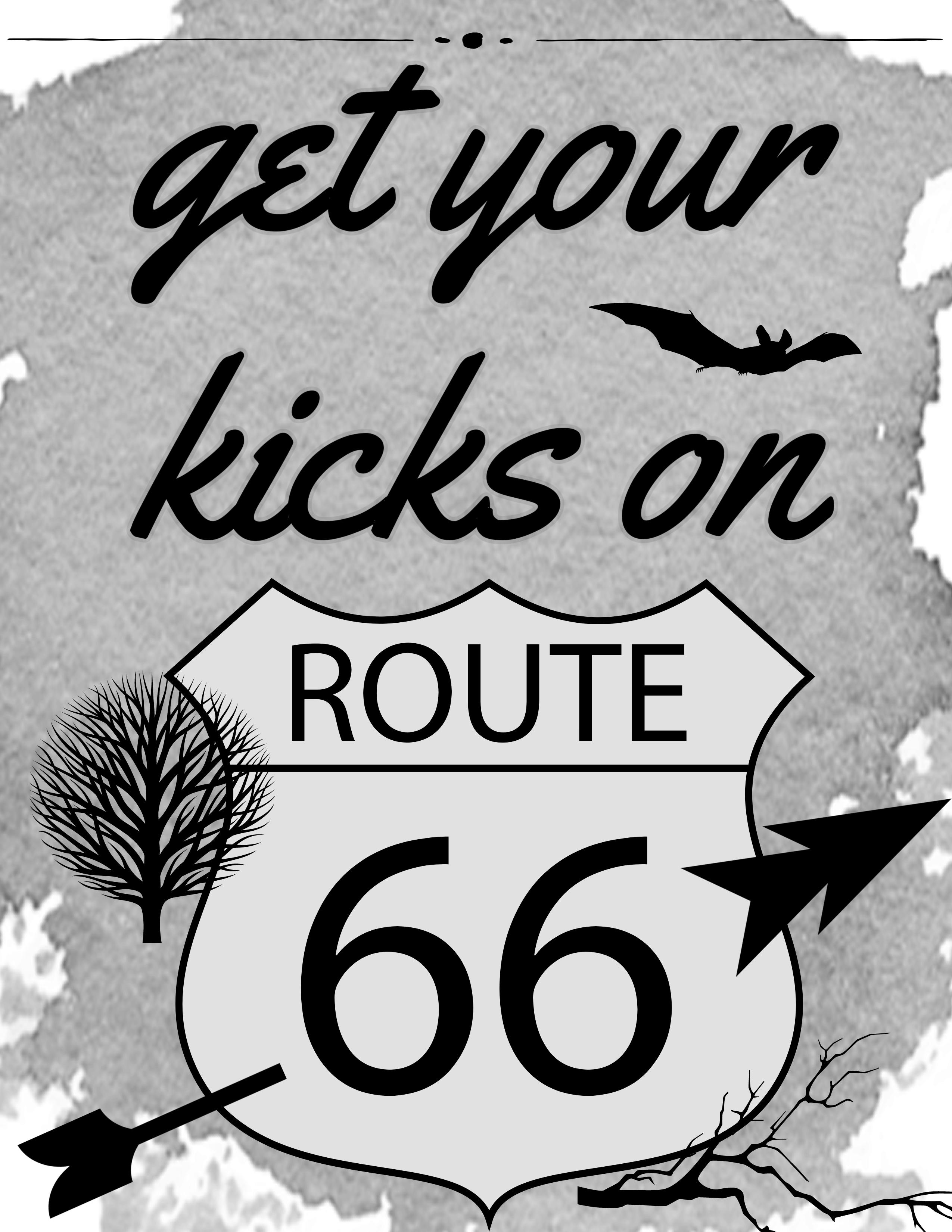 black and white Route 66 goth art