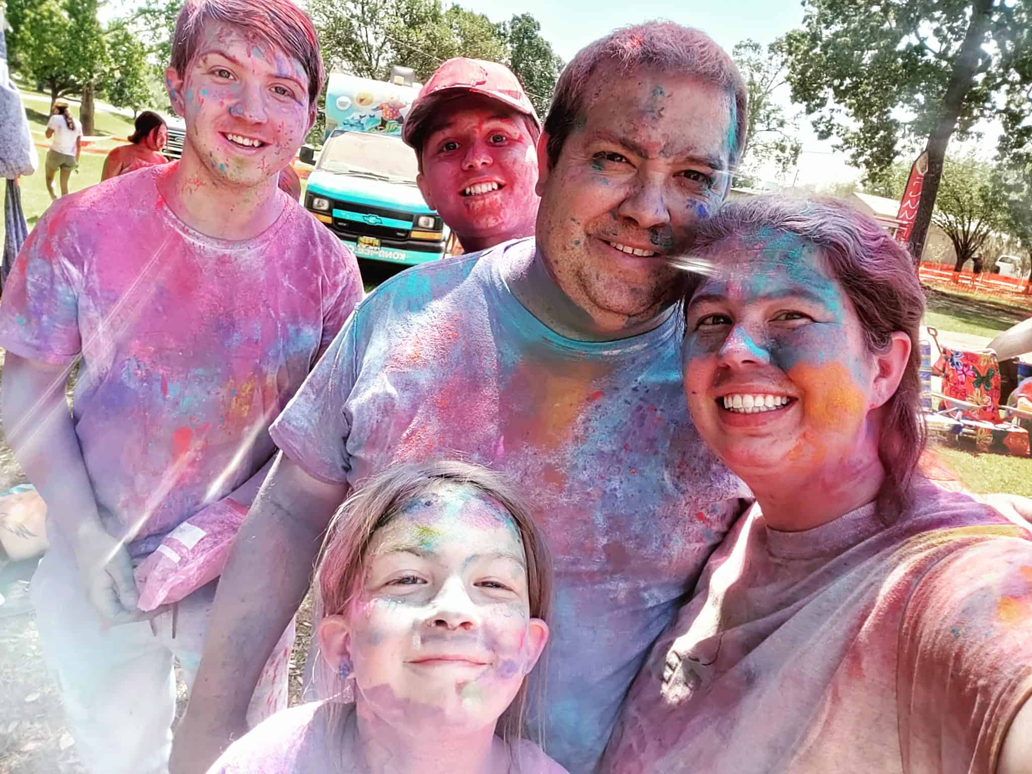 family at Holi Festival in Lafayette