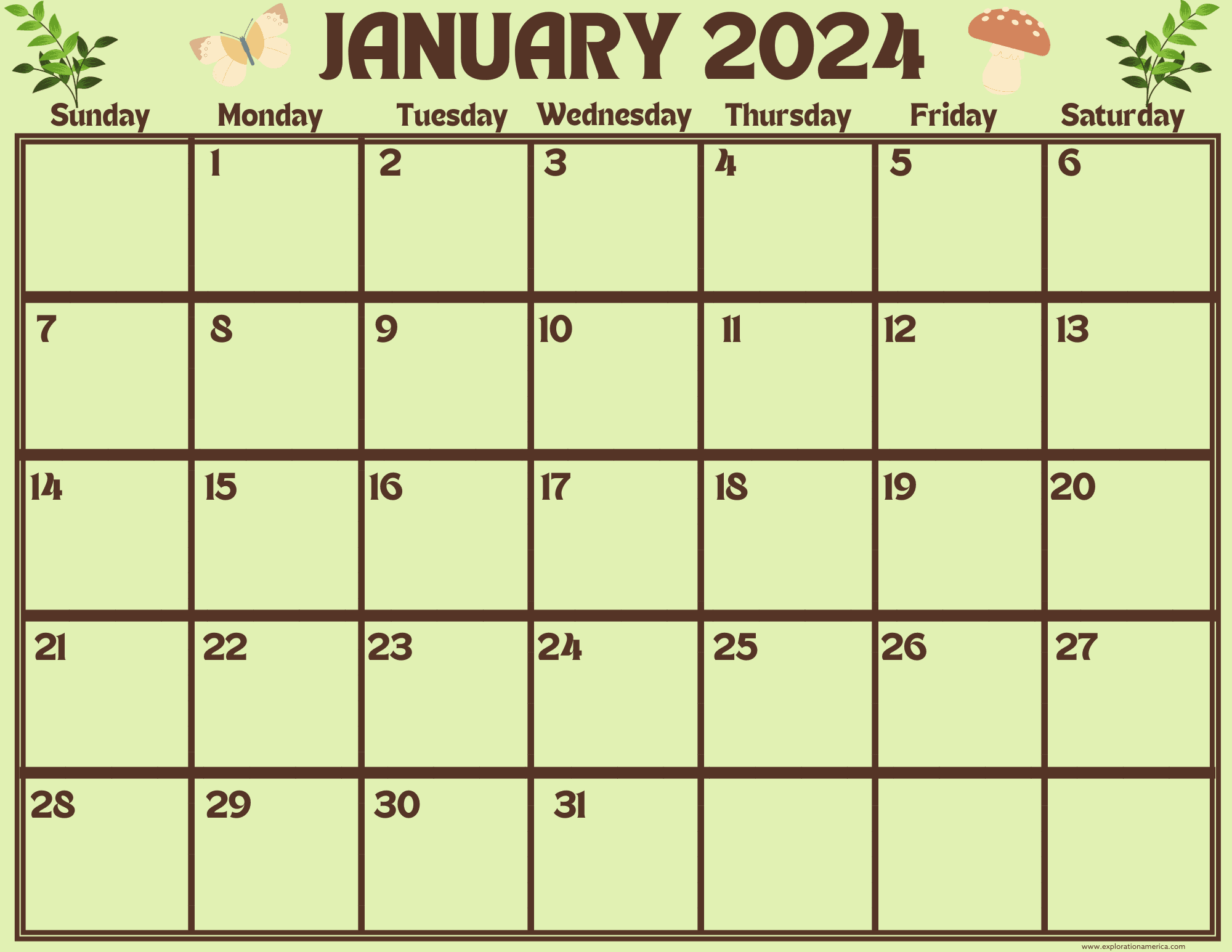 Free 2024 Printable Monthly Calendars Jobey Lyndsie